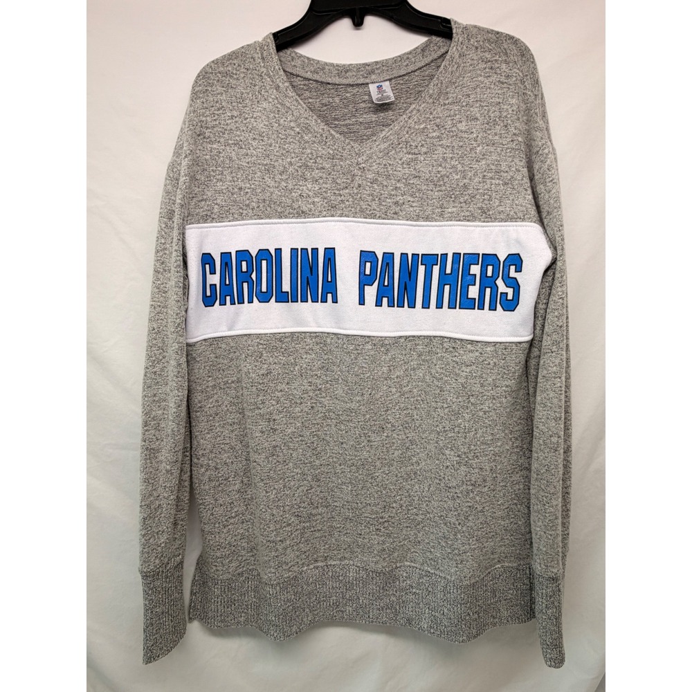 NFL Team Apparel Carolina Panthers Womens Sleepwear Top Gray V-Neck Medium